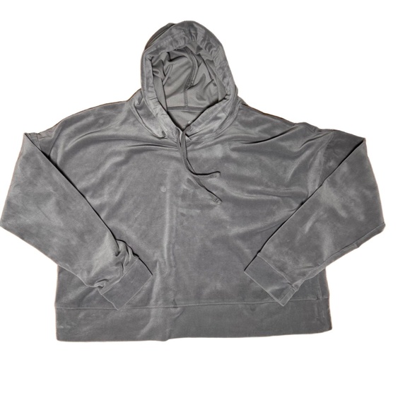 So Hoodie Womens Size XL Gray Velour Soft Drawstring Hood Loungewear Cozy - Picture 1 of 5